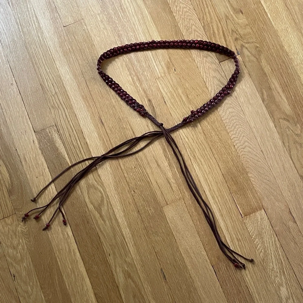Festival J. Crew Belt-Vintage Beaded and Braided Brown & Red; Hippie Boho Vibes